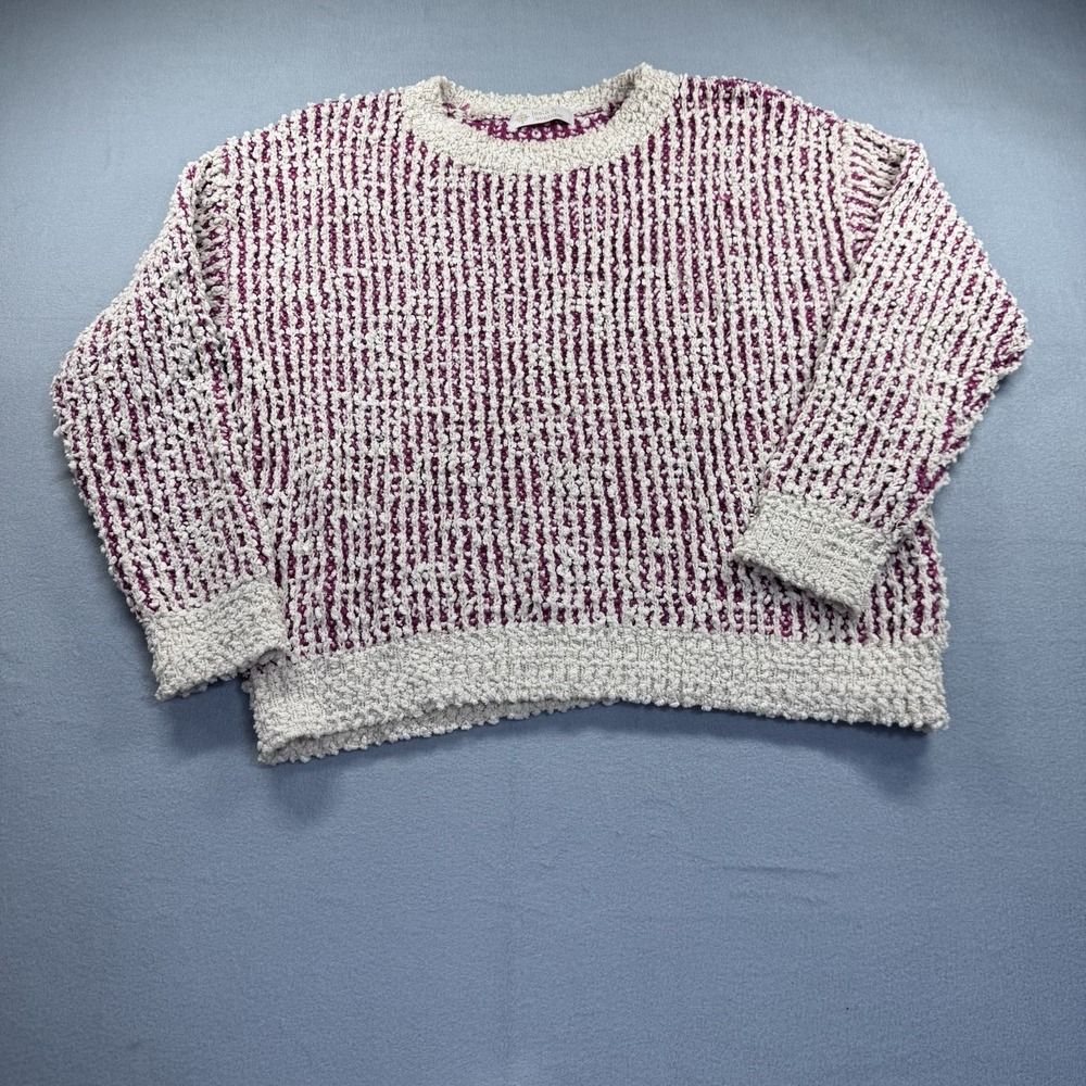 Leela & Lavender Sweater Women's Large Knit Pullover Red And White